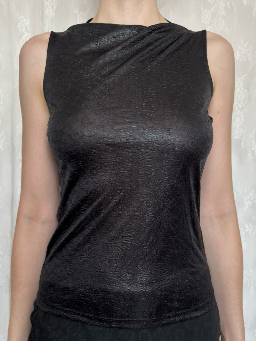 Vamp Dark Academia / Office Siren Black Sleeveless Blouse